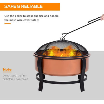 Logo personalizzato Modern Outdoor Portable Copper-Colored Round Metal Wood Burning Firepit