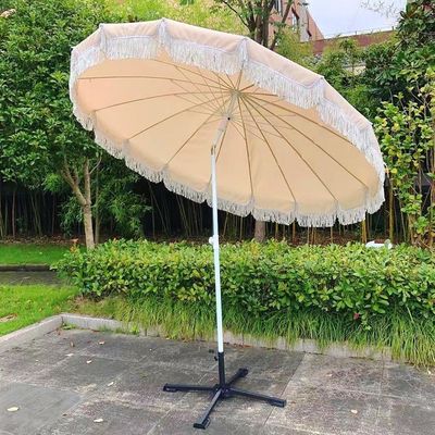Parasole per cortile di spiaggia all'aperto con Tassel in colore legno e materiale poliestere