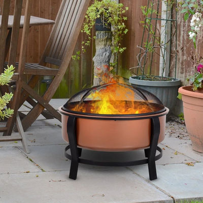 Logo personalizzato Modern Outdoor Portable Copper-Colored Round Metal Wood Burning Firepit