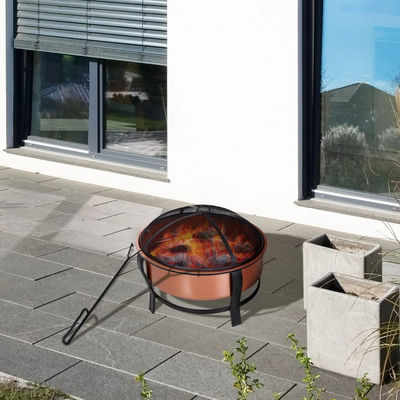 Logo personalizzato Modern Outdoor Portable Copper-Colored Round Metal Wood Burning Firepit