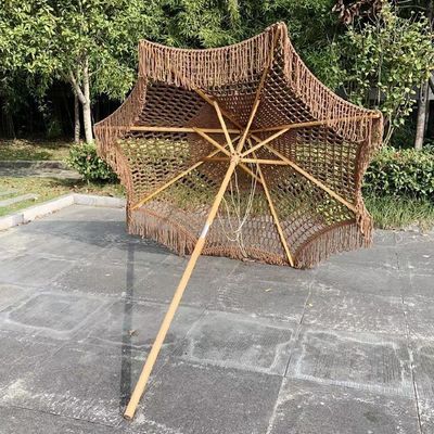 Parasole per cortile di spiaggia all'aperto con Tassel in colore legno e materiale poliestere