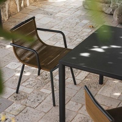 Metallico Set da giardino minimalista AJUNION Sedie da pranzo in alluminio