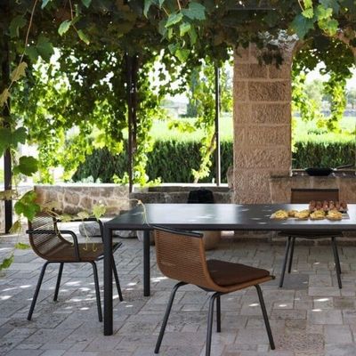 Metallico Set da giardino minimalista AJUNION Sedie da pranzo in alluminio