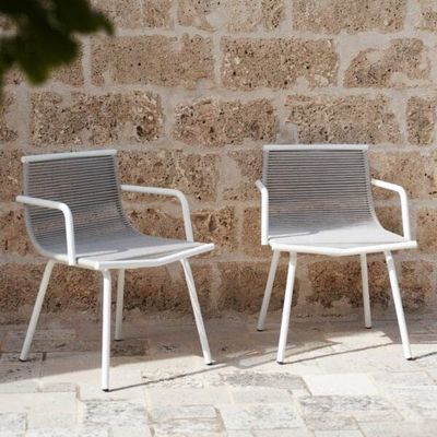Metallico Set da giardino minimalista AJUNION Sedie da pranzo in alluminio
