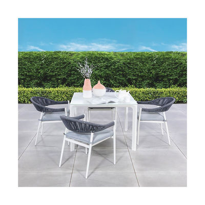 Arredamento da pranzo da giardino a corda in alluminio 4 posti a sedere Set da pranzo all'aperto AJUNION