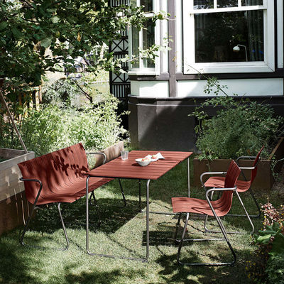 Arredamento per esterni AJUNION Sedile da patio in acciaio in legno in plastica Sedile da patio in legno sedile da giardino sedile da letto