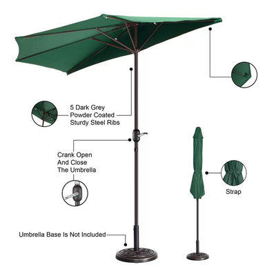 Bistro Outdoor Garden Patio Hand Crank Lift Ombrello 9*4.5*7.87 FT Semi-Tonda Ombra Solare