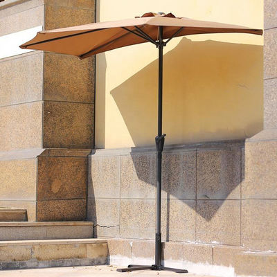 Bistro Outdoor Garden Patio Hand Crank Lift Ombrello 9*4.5*7.87 FT Semi-Tonda Ombra Solare