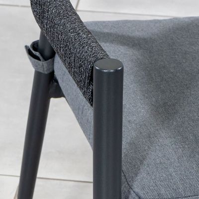 Elegante set da pranzo all'aperto con telaio in metallo e poltrona a corda L 57 x W60 x H74cm
