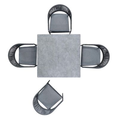 Elegante set da pranzo all'aperto con telaio in metallo e poltrona a corda L 57 x W60 x H74cm