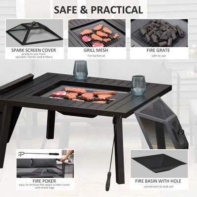 Rilassati in stile Quadrato Ceramica legno ardente Tavolo Fuoco Pozzo per il cortile Giardino Patio Camping