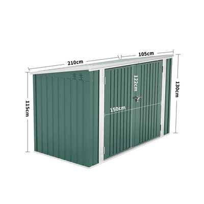 Countyard Storage Shed AJUNION 7ft Steel Metal Bike Shed con porta chiudibile e ventola