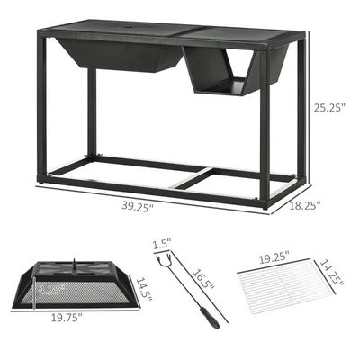Giardino all'aperto 4 in 1 Fuoco a legna di metallo Fuoco di legno Ice Bucket Cooler Carbone di legna BBQ Grill
