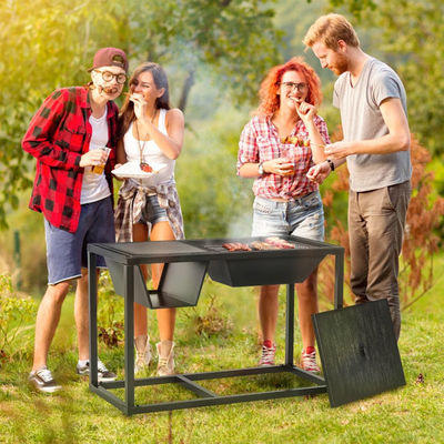 Giardino all'aperto 4 in 1 Fuoco a legna di metallo Fuoco di legno Ice Bucket Cooler Carbone di legna BBQ Grill