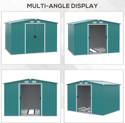2.06D x 2.58W x 1.78H metri doppia porta scorrevole metallo giardino edificio capanno con 4 prese d'aria