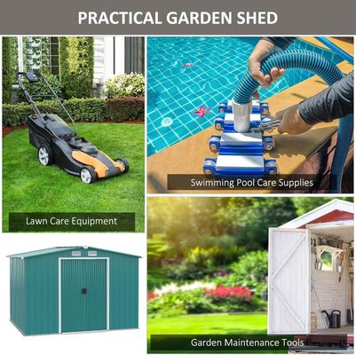 2.06D x 2.58W x 1.78H metri doppia porta scorrevole metallo giardino edificio capanno con 4 prese d'aria