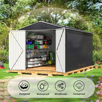 Scatina da giardino in metallo impermeabile 8 x 12 FT con 4 prese d'aria e design duraturo di AJUNION