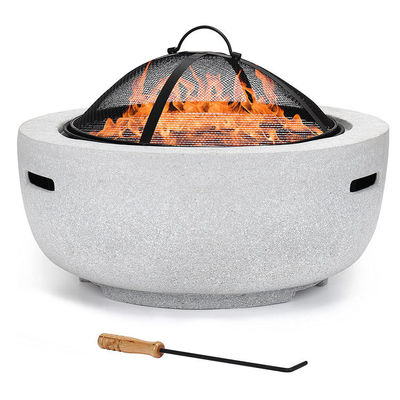Bianco 3 in 1 Rotondo Fuoco a legna carbone barbecue tavolo da griglia Fuoco in pietra artificiale con logo personalizzato