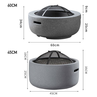 Bianco 3 in 1 Rotondo Fuoco a legna carbone barbecue tavolo da griglia Fuoco in pietra artificiale con logo personalizzato