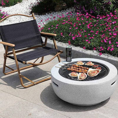 Bianco 3 in 1 Rotondo Fuoco a legna carbone barbecue tavolo da griglia Fuoco in pietra artificiale con logo personalizzato