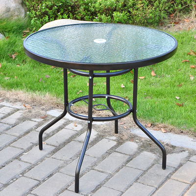 Set giardino esterno a telaio in alluminio con tavolo da pranzo rotondo e sedie Teslin