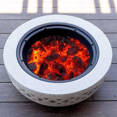 3 in 1 Fuoco rotondo a legna carbone barbecue tavolo da griglia per metallo cortile esterno