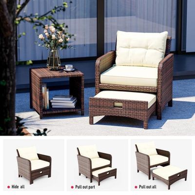 27.95 x 26.38 x 29.53 pollici. AJUNION 5-Piece Rattan Outdoor Patio Chairs con ottomani