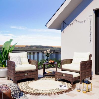 27.95 x 26.38 x 29.53 pollici. AJUNION 5-Piece Rattan Outdoor Patio Chairs con ottomani