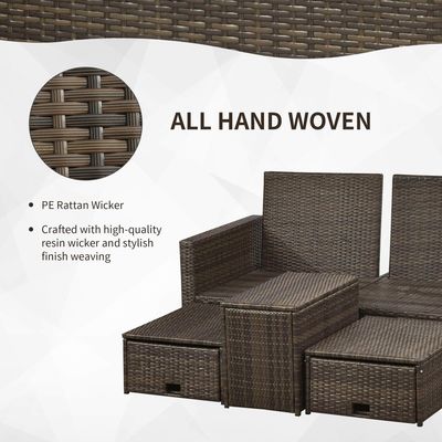 AJUNION 5 pezzi mobili da esterno in rattan PE Set con sedie d'angolo Capacità di peso 352 libbre
