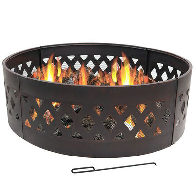 Patio esterno Cortile Giardino Fuoco Campeggio Fuoco Pit Anello con Poker 360 gradi Rotonda