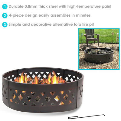 Patio esterno Cortile Giardino Fuoco Campeggio Fuoco Pit Anello con Poker 360 gradi Rotonda