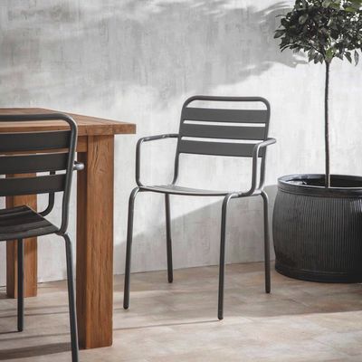 Modern Design AJUNION Sedie da giardino in acciaio metallo in H85 x W52 x D47cm Dimensioni
