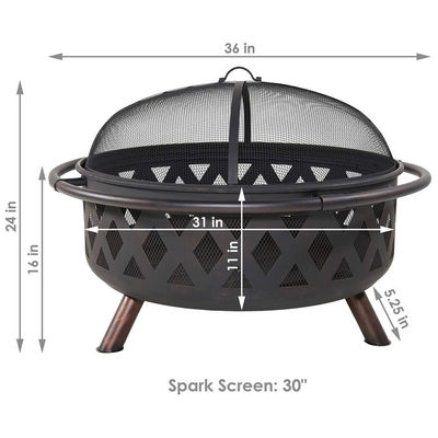 Patio esterno Cortile giardino Fuoco da campeggio Fuoco metallo Pit Bowl con poker e copertura