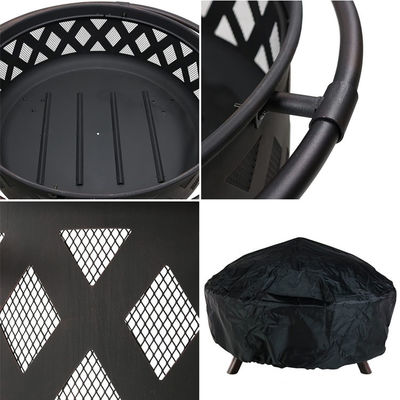 Patio esterno Cortile giardino Fuoco da campeggio Fuoco metallo Pit Bowl con poker e copertura