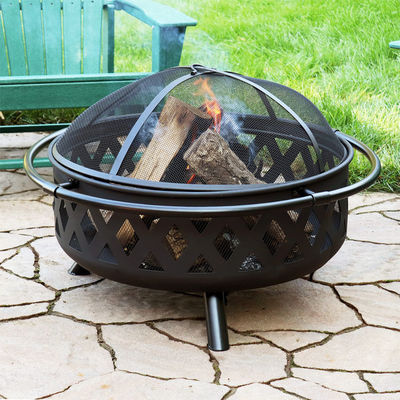 Patio esterno Cortile giardino Fuoco da campeggio Fuoco metallo Pit Bowl con poker e copertura