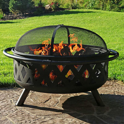 Patio esterno Cortile giardino Fuoco da campeggio Fuoco metallo Pit Bowl con poker e copertura