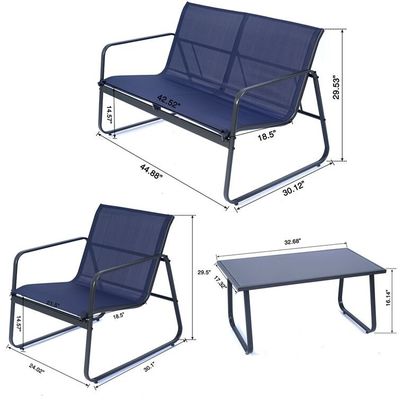 Forte e elegante AJUNION 4 pezzi mobili da esterno In acciaio Metallo giardino set per patio