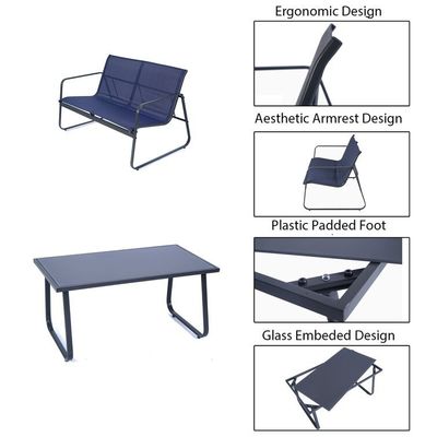 Forte e elegante AJUNION 4 pezzi mobili da esterno In acciaio Metallo giardino set per patio