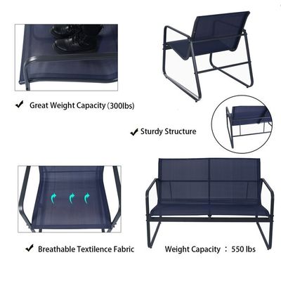 Forte e elegante AJUNION 4 pezzi mobili da esterno In acciaio Metallo giardino set per patio