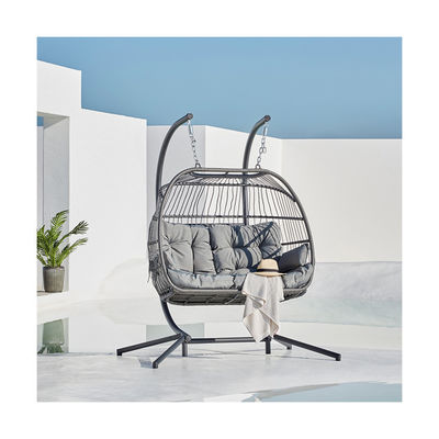 Sedie appese all'aperto AJUNION Sedie doppie Wicker Rattan Egg Patio Swing con stand