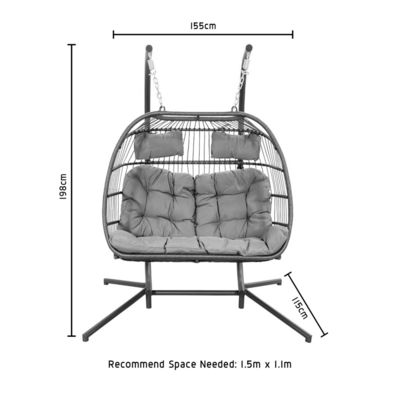Sedie appese all'aperto AJUNION Sedie doppie Wicker Rattan Egg Patio Swing con stand