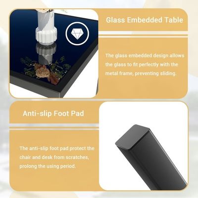Moderno ed elegante AJUNION 4 pezzi mobili da giardino in acciaio Divano set con tavolo da caffè