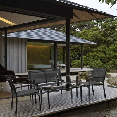 Moderno ed elegante AJUNION 4 pezzi mobili da giardino in acciaio Divano set con tavolo da caffè