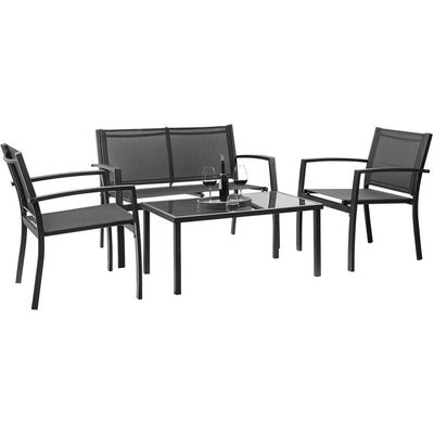 Moderno ed elegante AJUNION 4 pezzi mobili da giardino in acciaio Divano set con tavolo da caffè