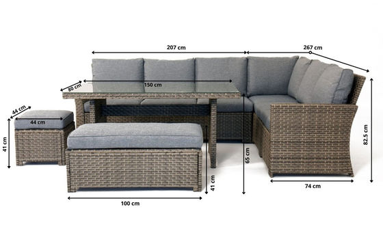 Tavolo L.44 X W.44 X H.41cm AJUNION PE Rattan Garden Set per il vostro spazio esterno