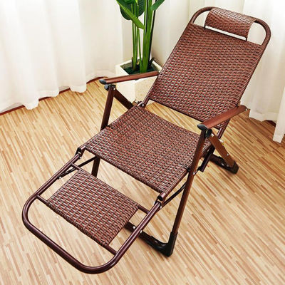 Balcone da spiaggia all'aperto Giardino Portable Rattan Platable Sun Lounge Chair con pedale dei piedi