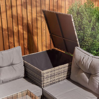Set di giardino di rattan per cortile con tavolo a fuoco AJUNION 8 posti divano sezionale set