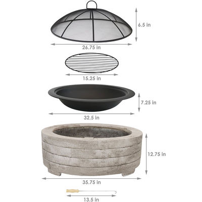 Barbecue a carbone grigliato Fuoco Pit Bowl per il patio esterno Giardino Fuoco di giardino Campeggio Picnic