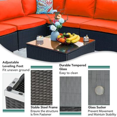Cornice di tubi in acciaio AJUNION PE Rattan Mobili da giardino Divano per il tempo libero all'aperto