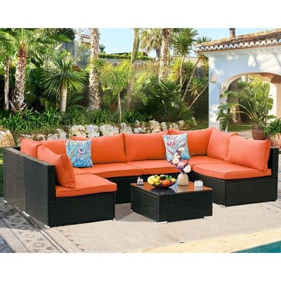 Cornice di tubi in acciaio AJUNION PE Rattan Mobili da giardino Divano per il tempo libero all'aperto